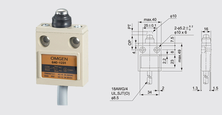 限位开关防水行程开关G4C-1231尺寸图